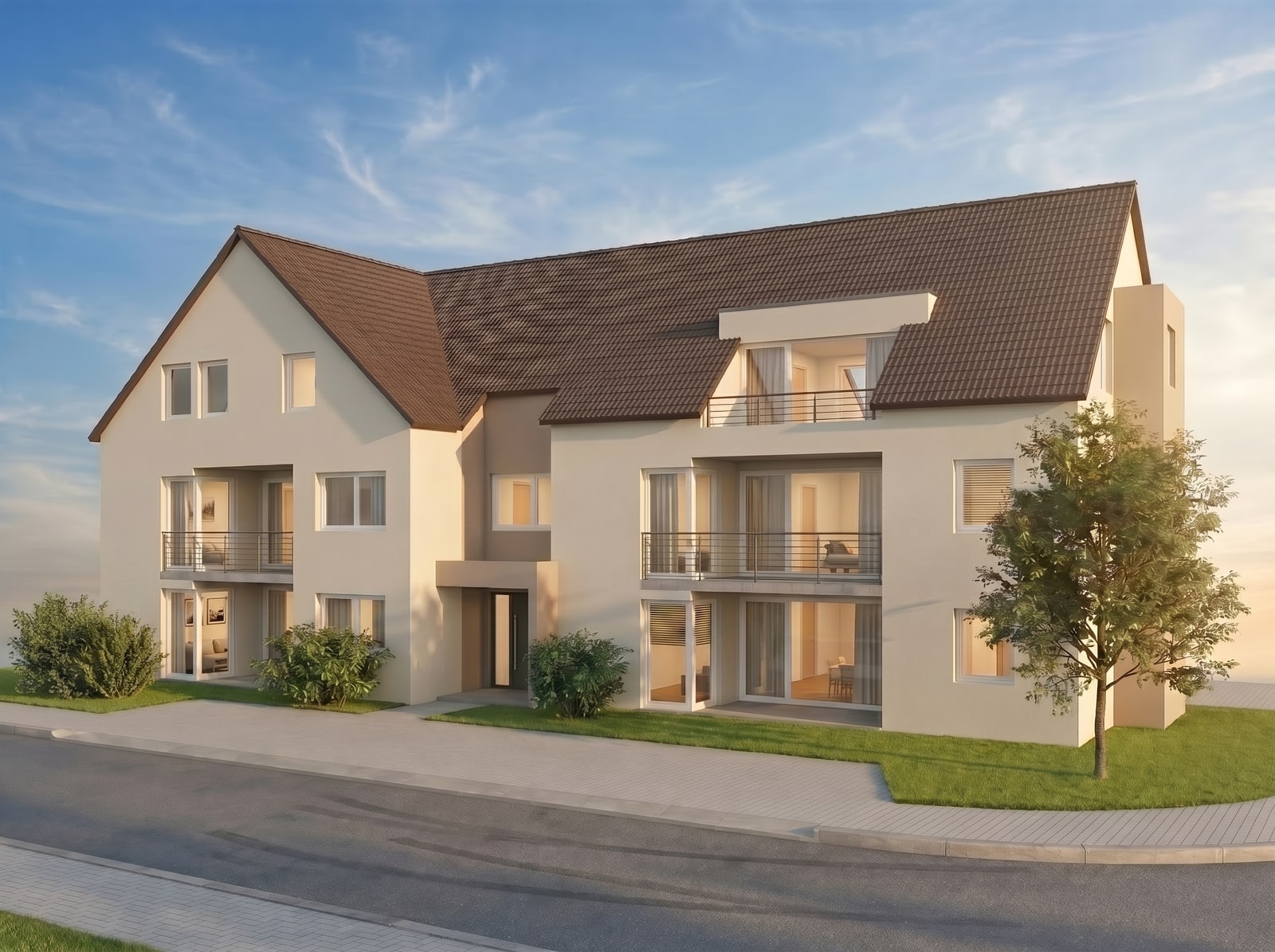 Neubau Pliezhausen, Mehrfamilienhaus mit 8 Eigentumswohnungen, Effizienzhaus-40-Standard