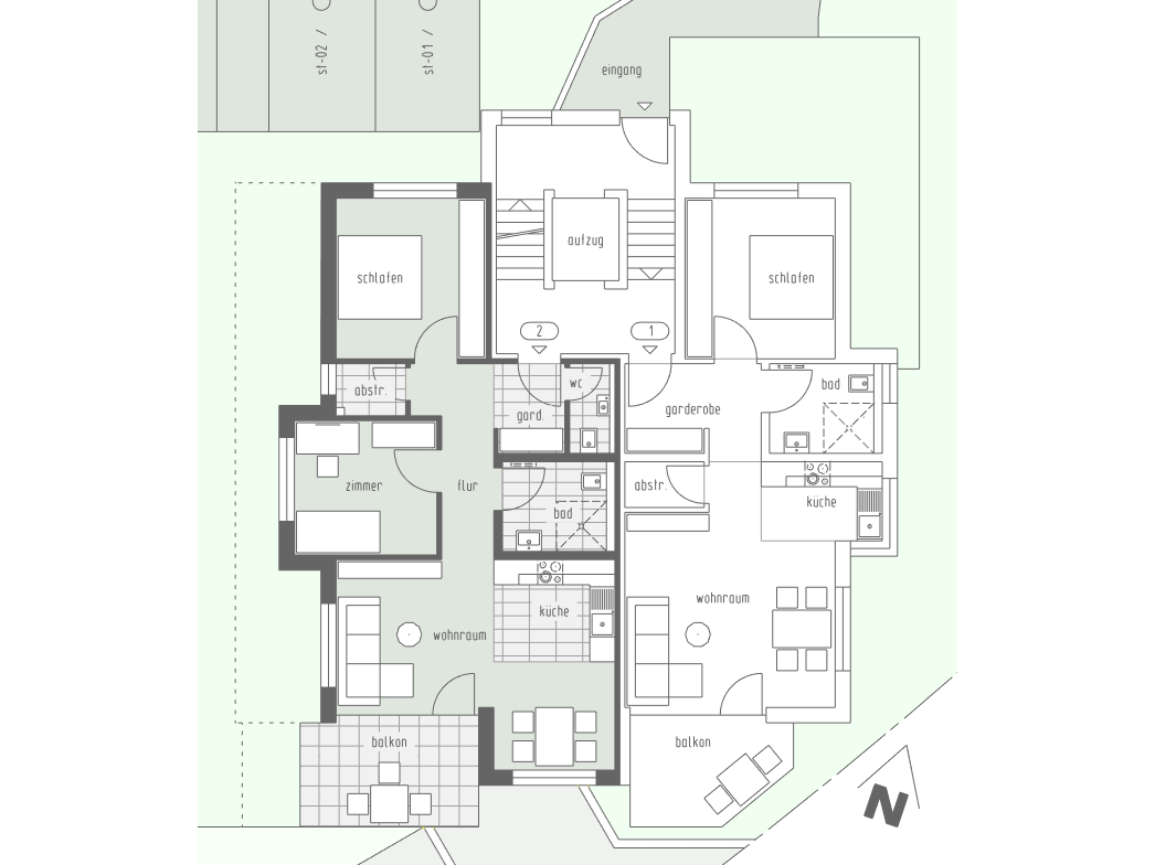 Wohnung 2 im Mehrfamilienhaus Hohbuch